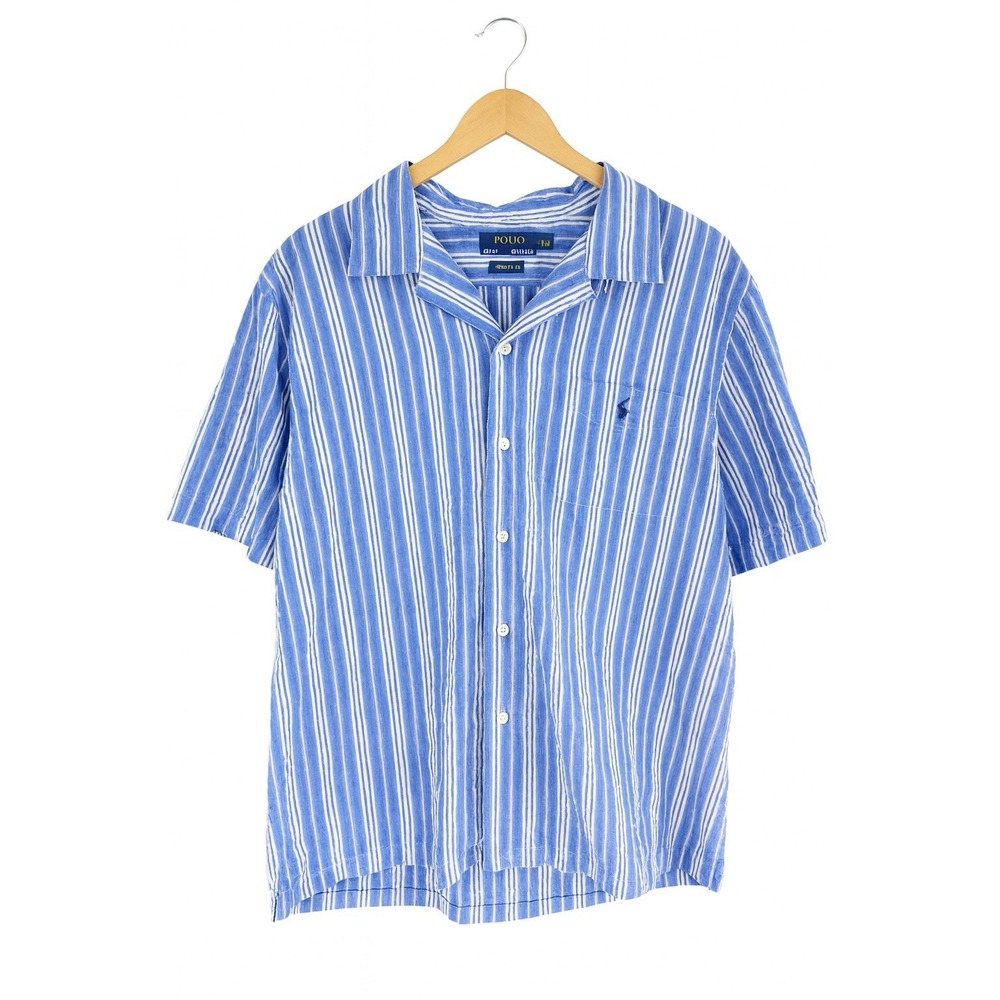 Polo‎ Ralph Lauren Guaranteed To Wrinkle Shirt XXL Blue White Seersucker Pony